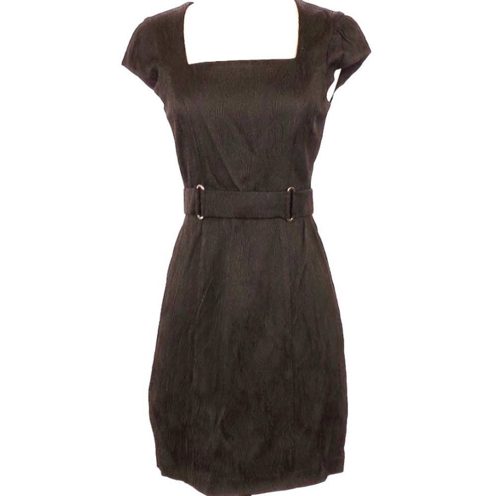 MAX & CLEO size 4 belted short sleeve black dress in excellent condition - Picture 1 of 6